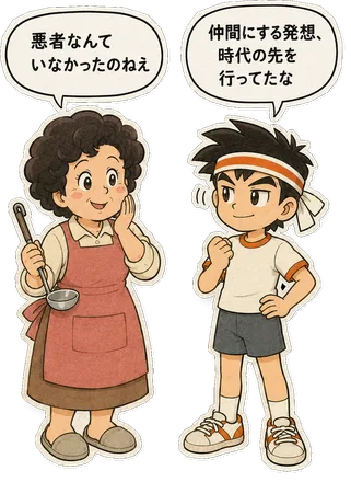 ファミコン大図鑑オリジナルキャラクターの掛け合い（オチ）